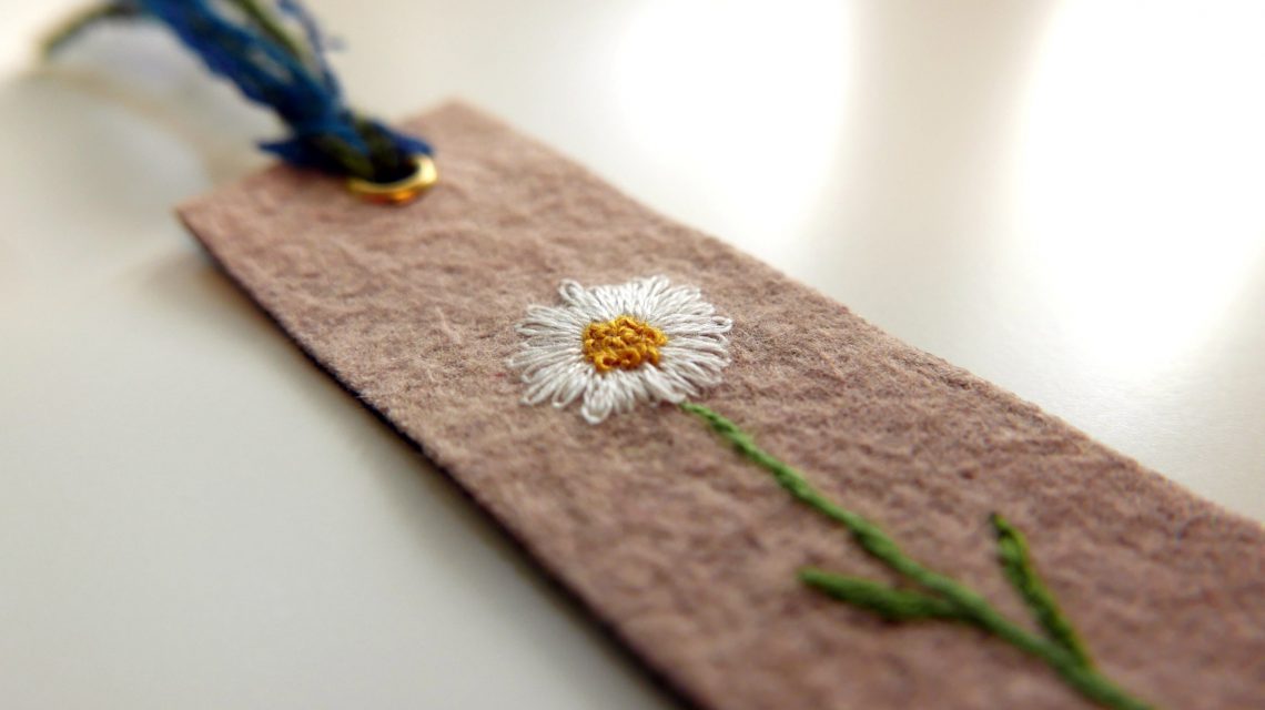 Hand-embroidered bookmark by Hikari Tanaka, Tokyo, Japan.
