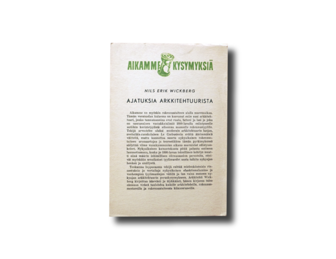Wickberg-ajatuksia-taka Image of the book Ajatuksia arkkitehtuurista