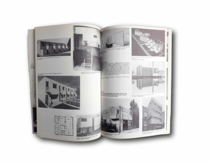 Photo showing a sample spread of the book The Heroic Period of Modern Architecture