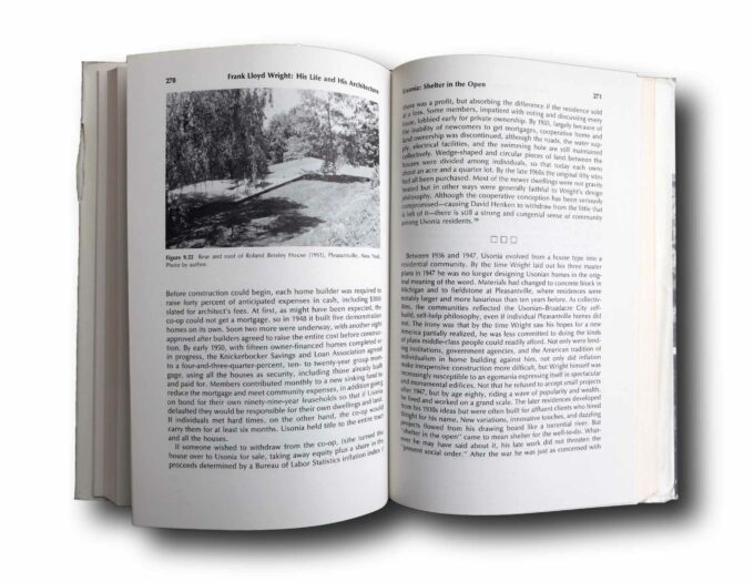 Photo showing a sample spread of the book Frank Lloyd Wright: His Life and His Architecture