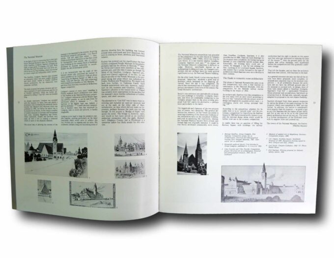 Photo showing a sample spread of the book Eliel Saarinen 1893–1953: Works in Finland 1896–1923