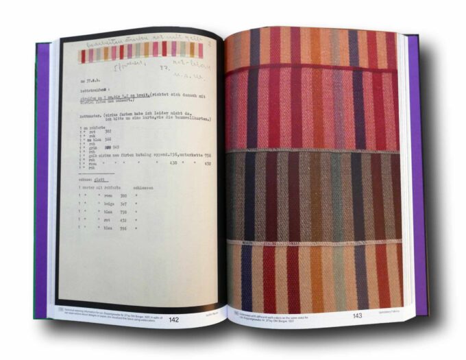 Photo showing a sample spread of the book Otti Berger: Weaving for Modernist Architecture