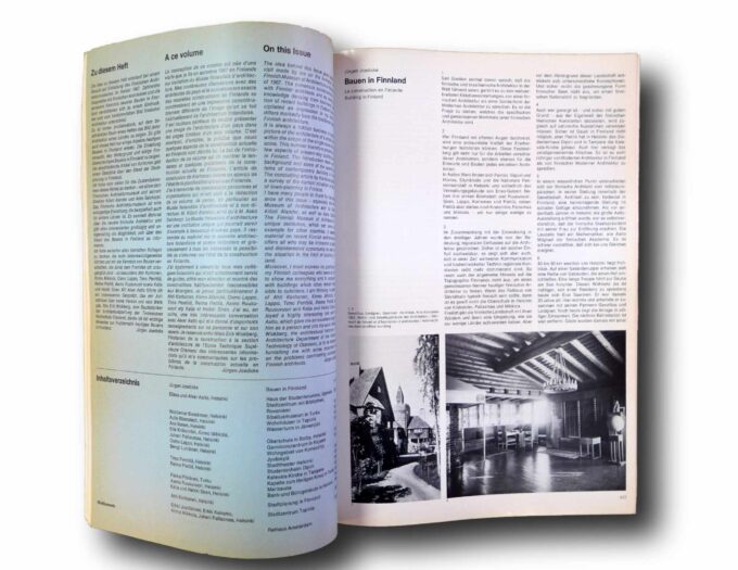 Photo showing a sample spread of the book Bauen+Wohnen 4 April 1969: Bauen in Finnland