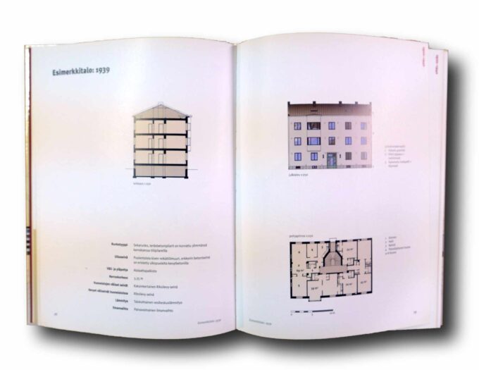 Kerrostalot-1880-2000-auk Photo showing a sample spread of the book Kerrostalot 1880–2000