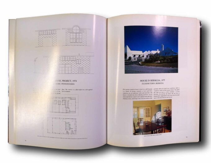 Photo showing a sample spread of the book Venturi Scott Brown & Associates: On Houses and Housing