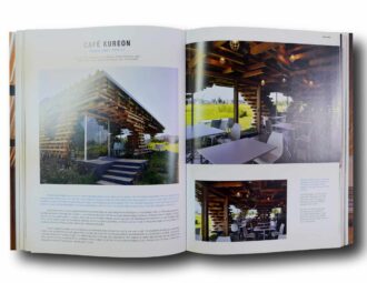 Photo showing a sample spread of the book Wood Architecture Now! Vol 2