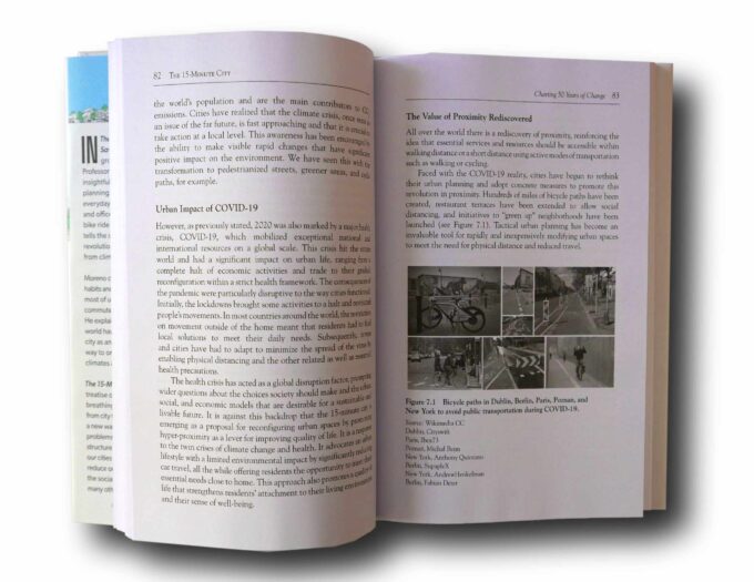 The-15-Minute-City-auk Photo showing a sample spread of the book The 15-Minute City: A Solution to Saving Our Time and Our Planet