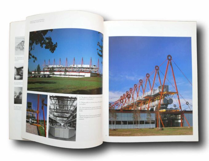 Photo showing a sample spread of the book High Tech Architecture