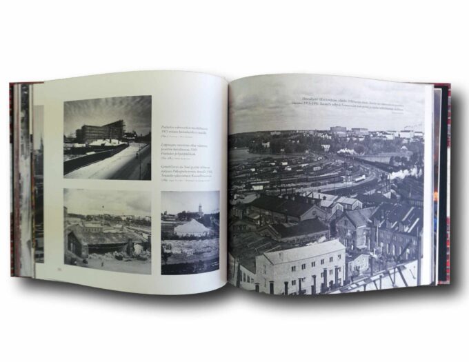 Photo showing a sample spread of the book Makasiinit 1899–2006