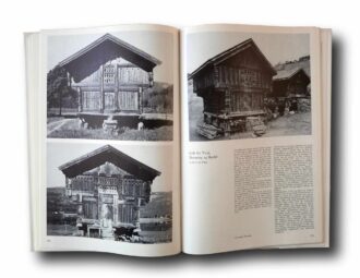Photo showing a sample spread of the book Stav og laft i Norge
