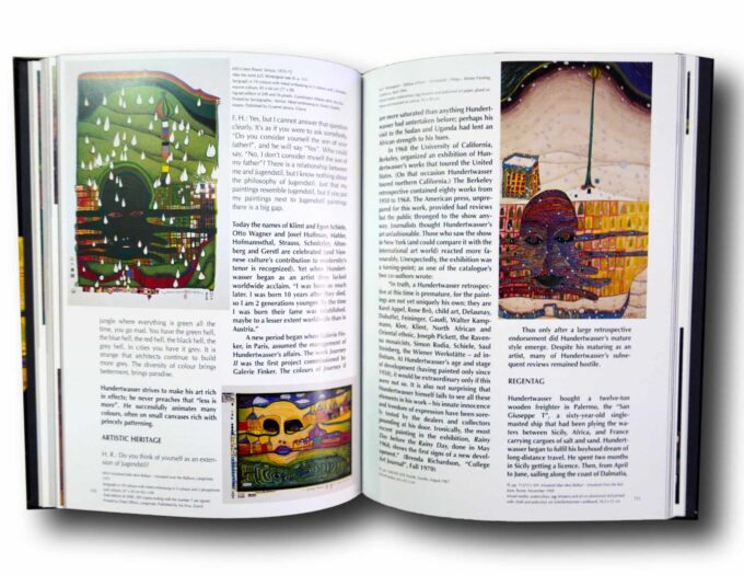 Photo showing a sample spread of the book Hundertwasser