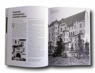 Photo showing a sample spread of the book Arkkitehtuurin romantikko: Jugendarkkitehti Gustaf Estlander