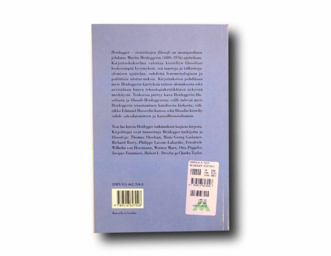 Photo showing a sample spread of the book Heidegger: Ristiriitojen filosofi