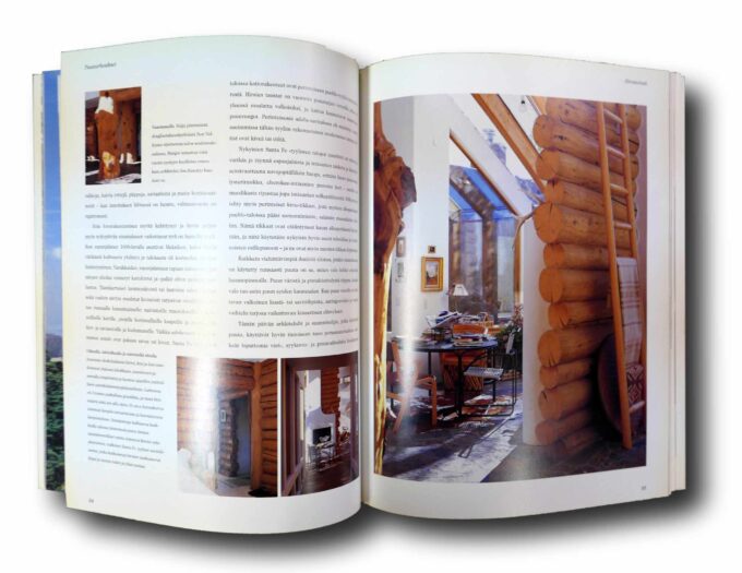 Photo showing a sample spread of the book Puutalot
