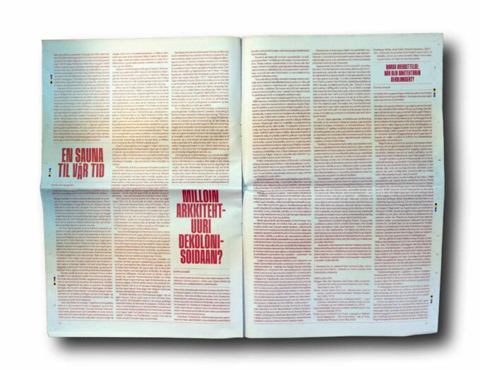 NORA-1-2024-auk Photo showing a sample spread of the book Nordic Review of Architecture 1/2024