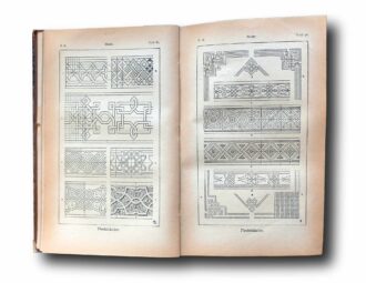 Photo showing a sample spread of the book Handbuch der Ornamentik