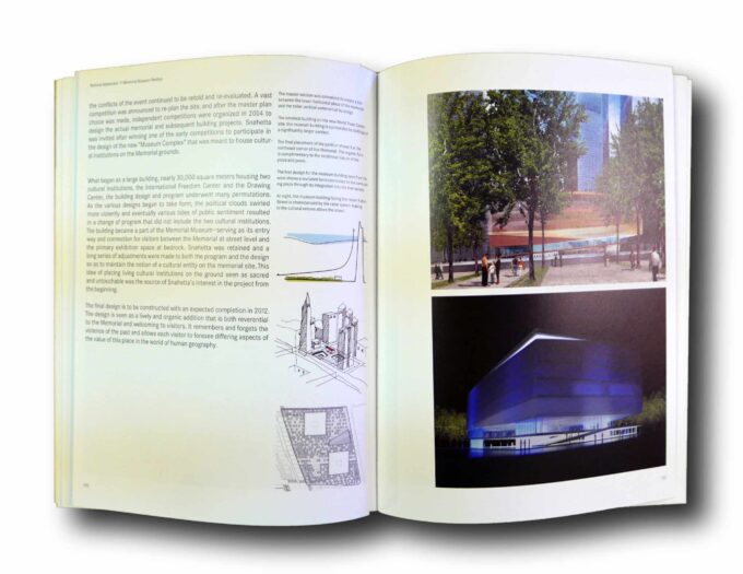 Photo showing a sample spread of the book Snøhetta Works