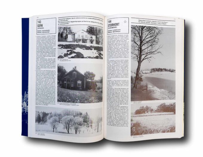 Espoon-rakennuskulttuuri-auk Photo showing a sample spread of the book Espoon rakennuskulttuuri ja kulttuurimaisema