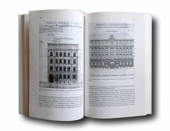 Svenska-arkitekternas-verksamhet-i-Finland-1870-1920-auk Photo showing a sample spread of the book Svenska arkitekters verksamhet i Finland 1870–1920