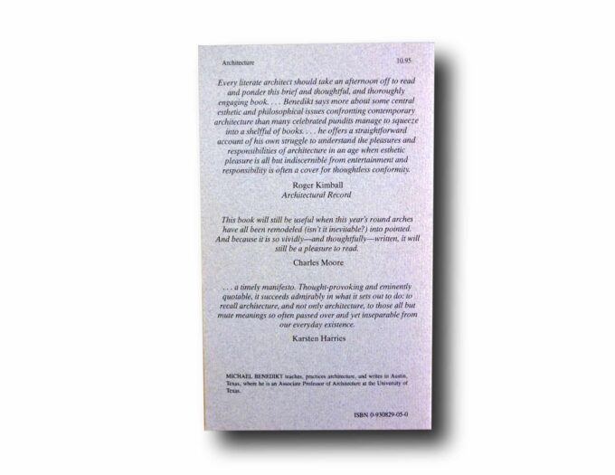 Benedikt-For-an-Architecture-of-Reality-taka Photo showing a sample spread of the book For An Architecture of Reality