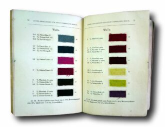 Photo showing a sample spread of the book Farbstoffe für Kleider-Färberei