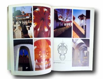 Photo showing a sample spread of the book Hungarian Organic Architecture