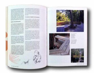 Photo showing a sample spread of the book Alku – lapsiystävällistä maisema-arkkitehtuuria