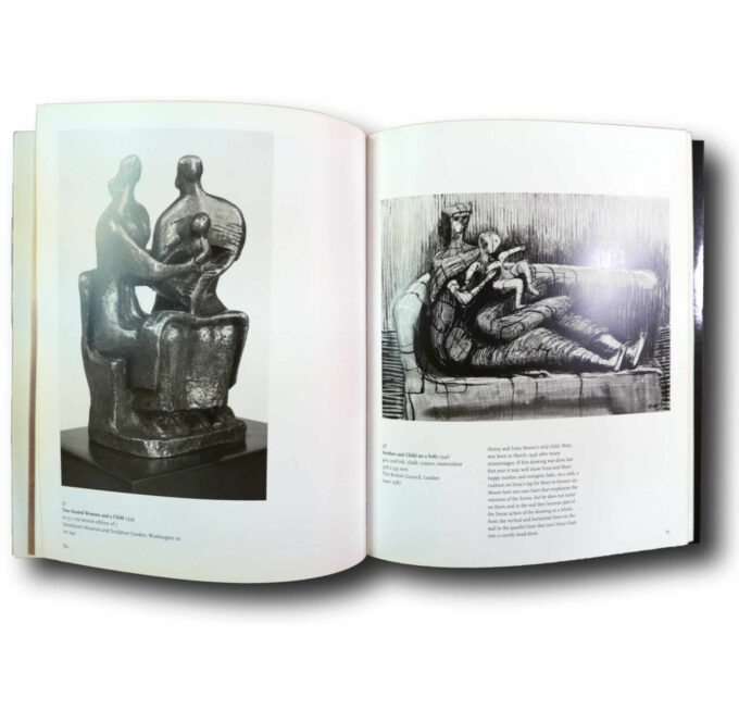 Photo showing a sample spread of the book Henry Moore: Inhimillinen ulottuvuus
