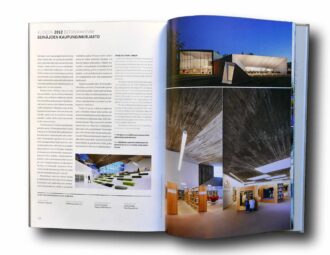 Photo showing a sample spread of the book Vuoden betonirakenne Concrete Structure 1970–2019