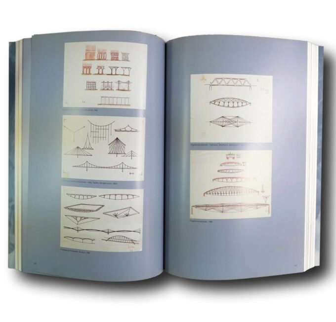 Photo showing a sample spread of the book Frei Otto Das Gesamtwerk