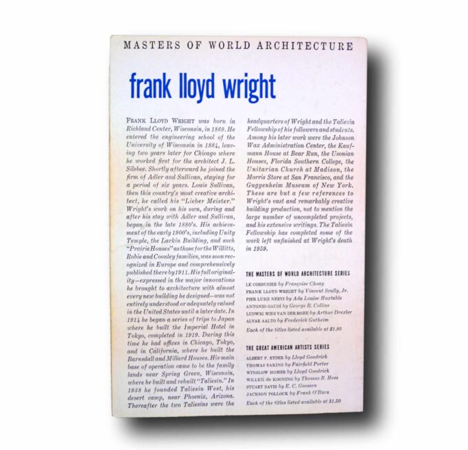 MOWA-A107-Frank-Lloyd-Wright-taka Photo showing a sample spread of the book Frank Lloyd Wright