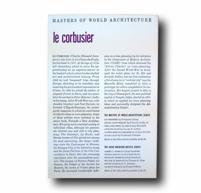MOWA-A111-Le-Corbusier-taka Photo showing a sample spread of the book Le Corbusier