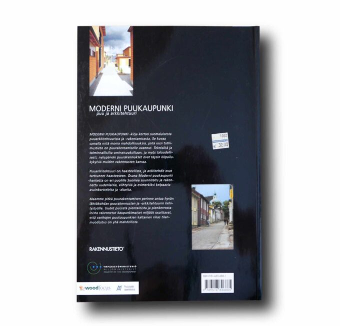 Moderni-puukaupunki-taka Photo showing a sample spread of the book Moderni puukaupunki: Puu ja arkkitehtuuri