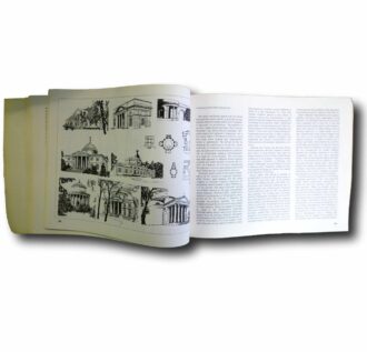 Photo showing a sample spread of the book Rationalism and Romanticism in Architecture