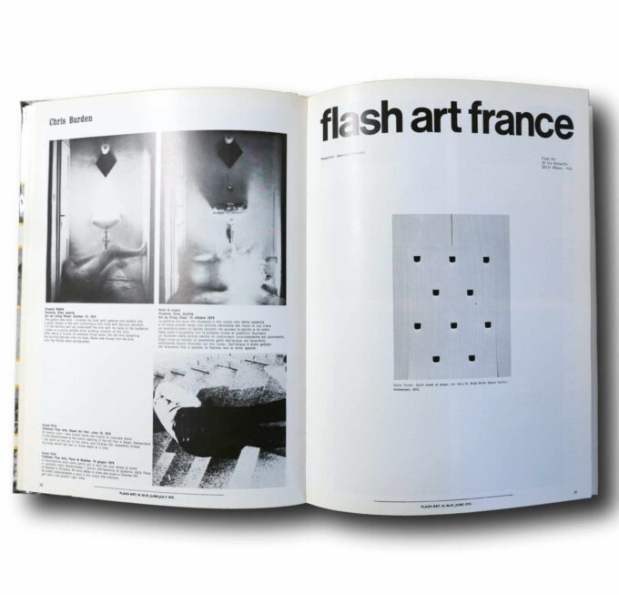 Photo showing a sample spread of the book Flash Art: Two Decades of History XXI Years